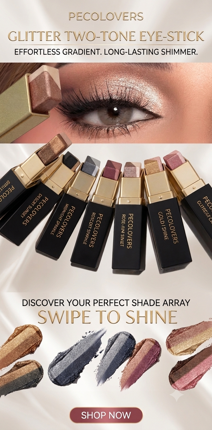 ✨️💕PECOLOVERS Glitter Two-Tone Eye-Stick – Effortless Shimmer Gradient💕✨️