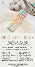 Precision Bliss Dual-Tip Wooden Cotton Swabs 100 pcs