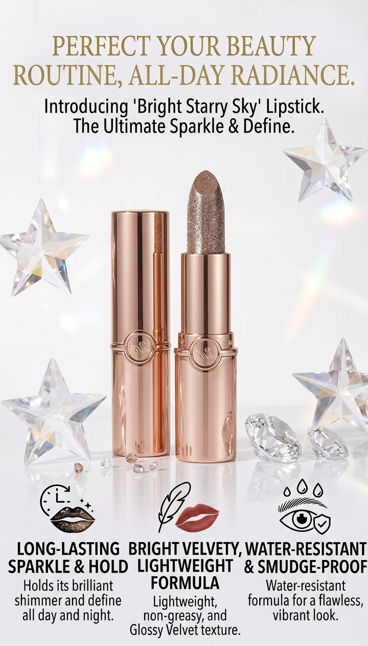 Bright Starry Sky' Velvet Shimmer Lipstick 💄✨